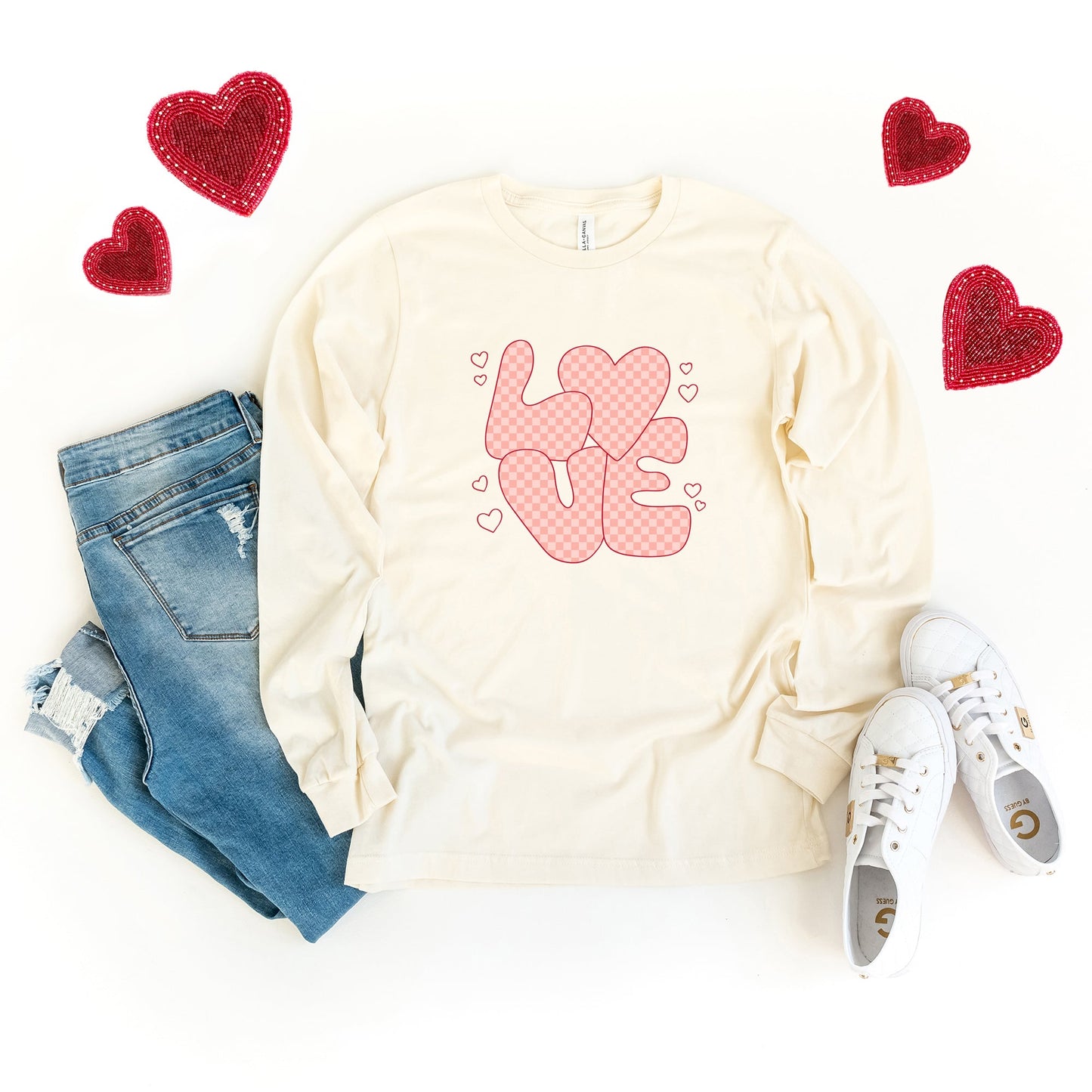 Valentines Love Pink | Long Sleeve Crew Neck