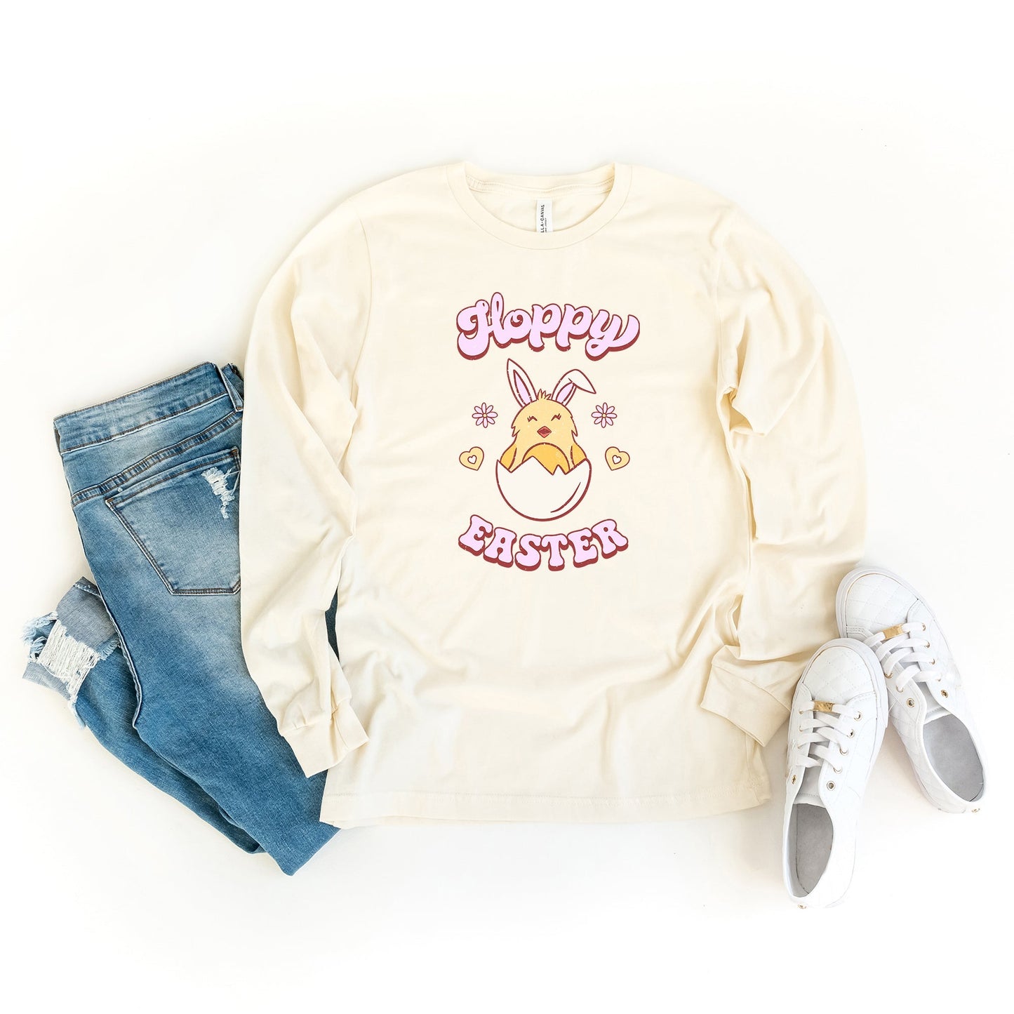 Hoppy Easter Chick Colorful | Long Sleeve Graphic Tee