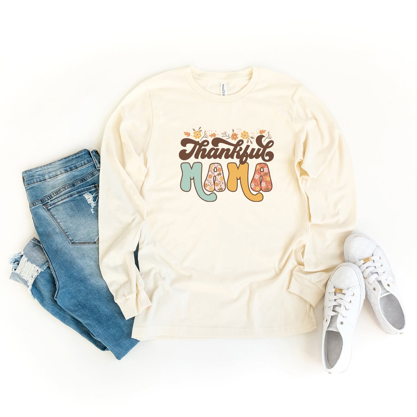 Thankful Mama Floral | Long Sleeve Crew Neck