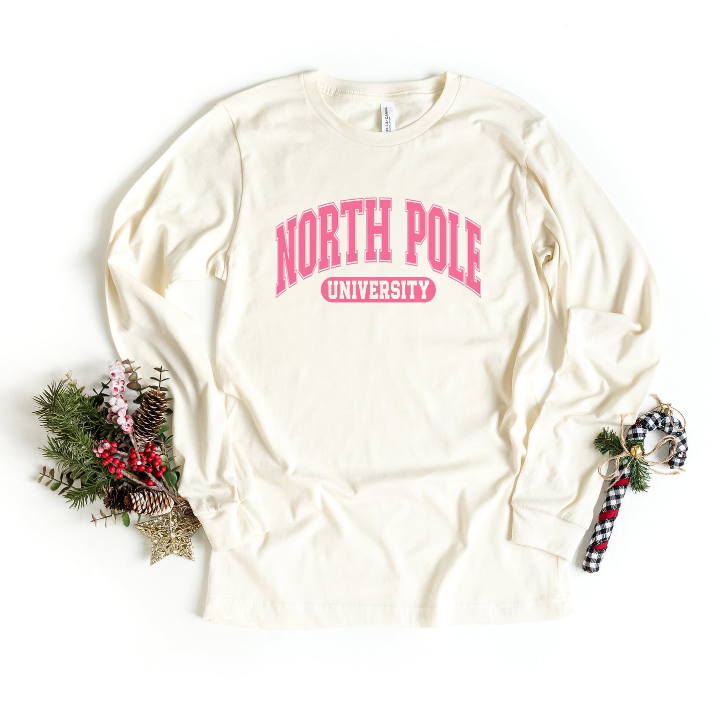 Pink North Pole University | Long Sleeve Crew Neck