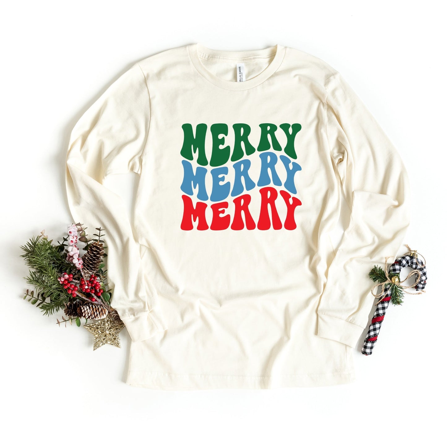 Merry Stacked Colorful | Long Sleeve Crew Neck