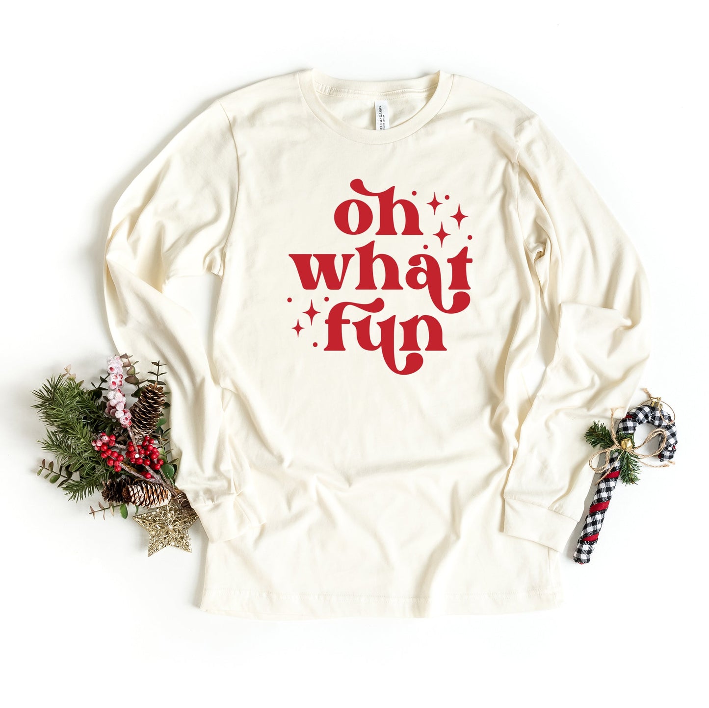 Whimsical Oh What Fun | Long Sleeve Crew Neck
