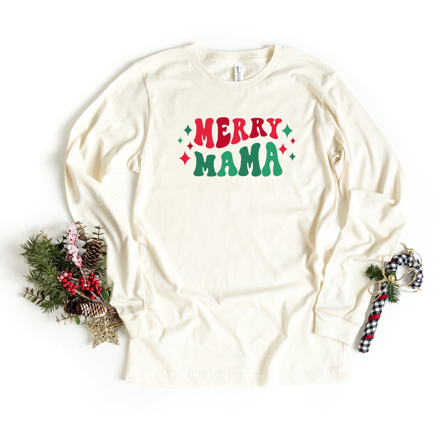 Merry Mama Stars | Long Sleeve Crew Neck
