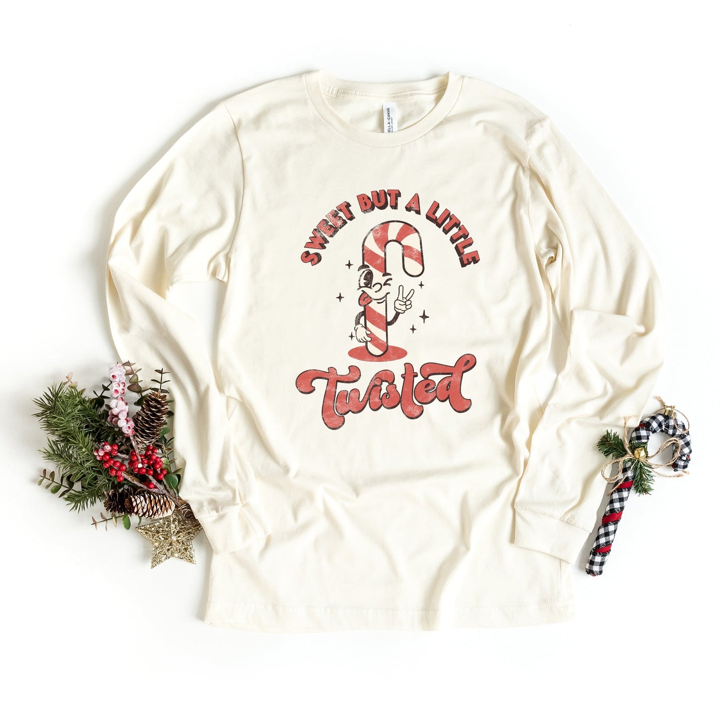 A Little Twisted Candy Cane | Long Sleeve Crew Neck