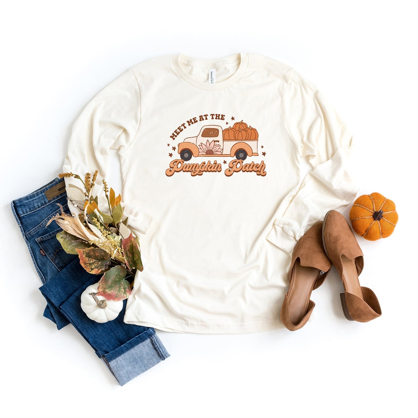 Meet Me At The Pumpkin Patch Colorful | Long Sleeve Crew Neck