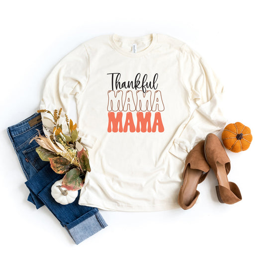 Thankful Mama Stacked | Long Sleeve Crew Neck