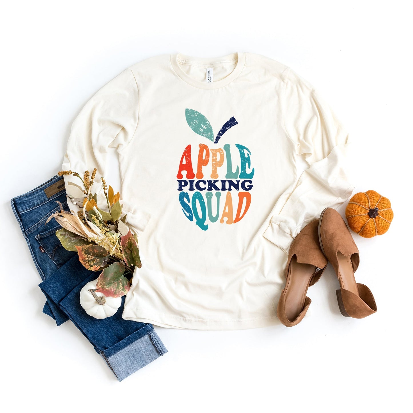 Apple Picking Squad Colorful | Long Sleeve Crew Neck