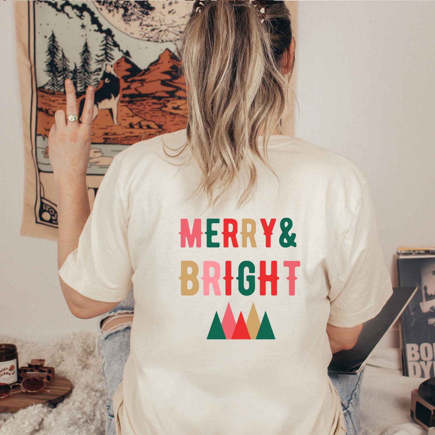 Merry And Bright Mountains | Short Sleeve Crew Neck | Front And Back Ink