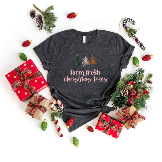 Boho Farm Fresh Christmas Trees | Short Sleeve Crew Neck