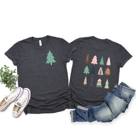 Christmas Tree Chart | Short Sleeve Crew Neck | Front And Back Ink