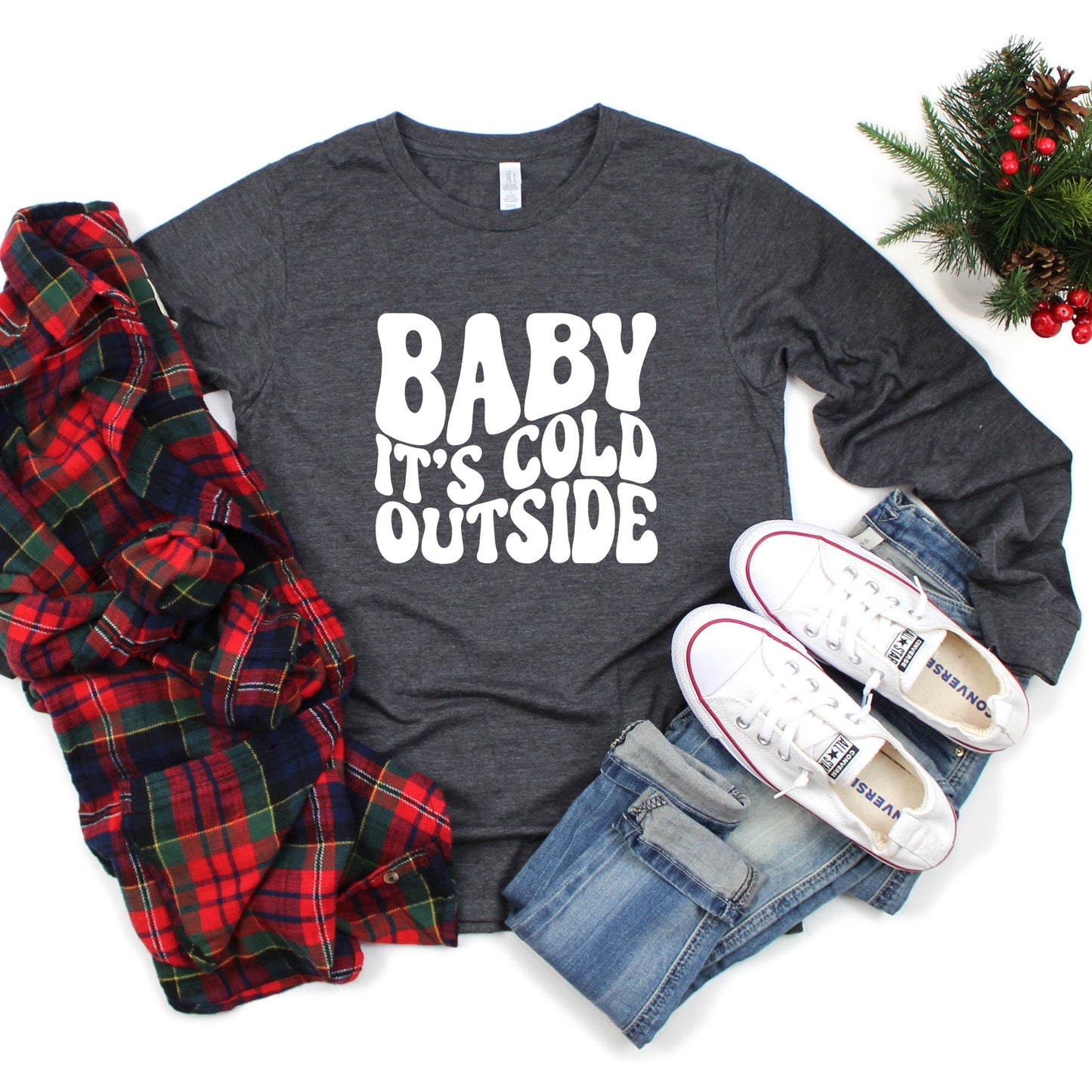 Baby It's Cold Outside Wavy | Long Sleeve Crew Neck