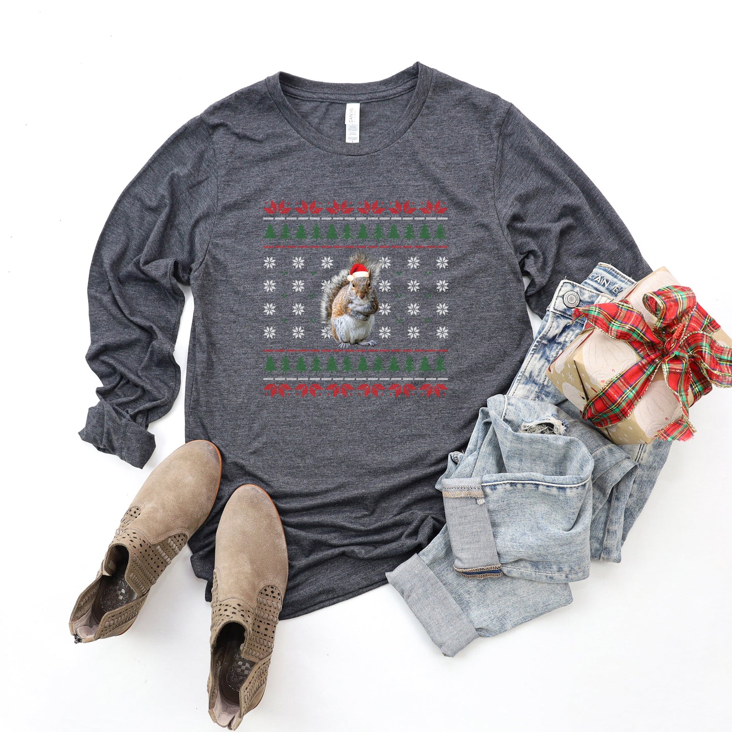 Ugly Sweater Squirrel | Long Sleeve Crew Neck
