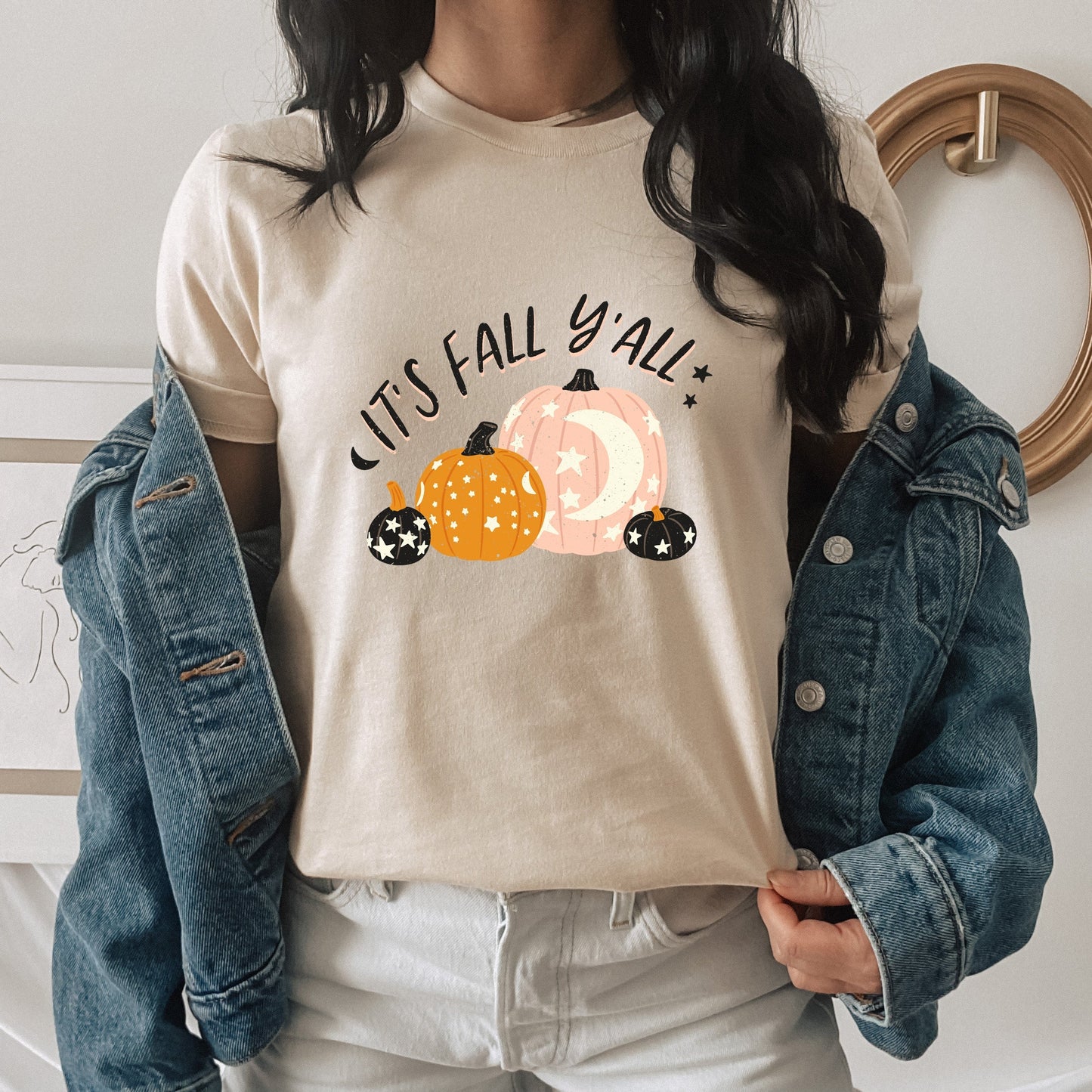 Boho It's Fall Y'all Pumpkins | Short Sleeve Crew Neck