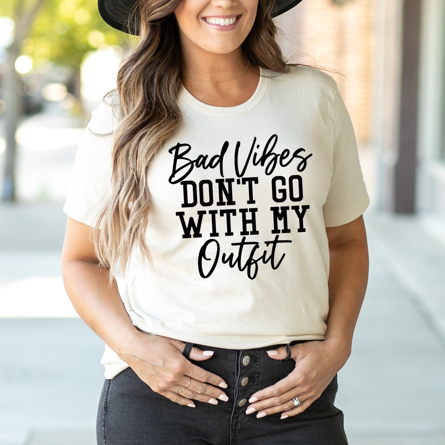 Bad Vibes Don't Go With My Outfit | Short Sleeve Crew Neck