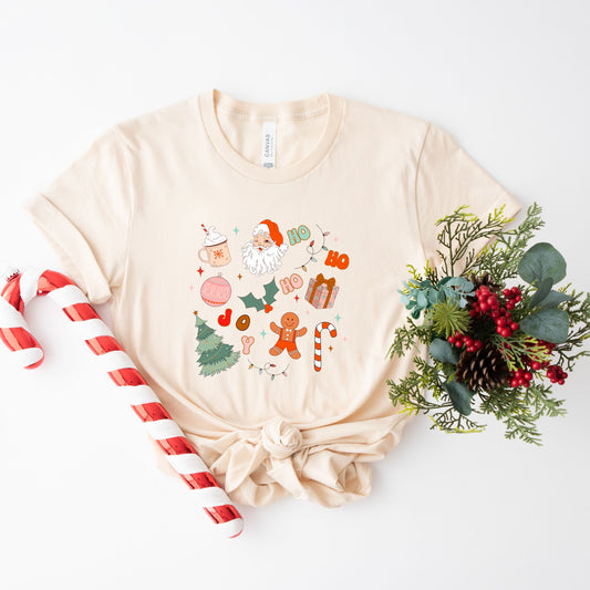 Retro Christmas Doodles | Short Sleeve Crew Neck