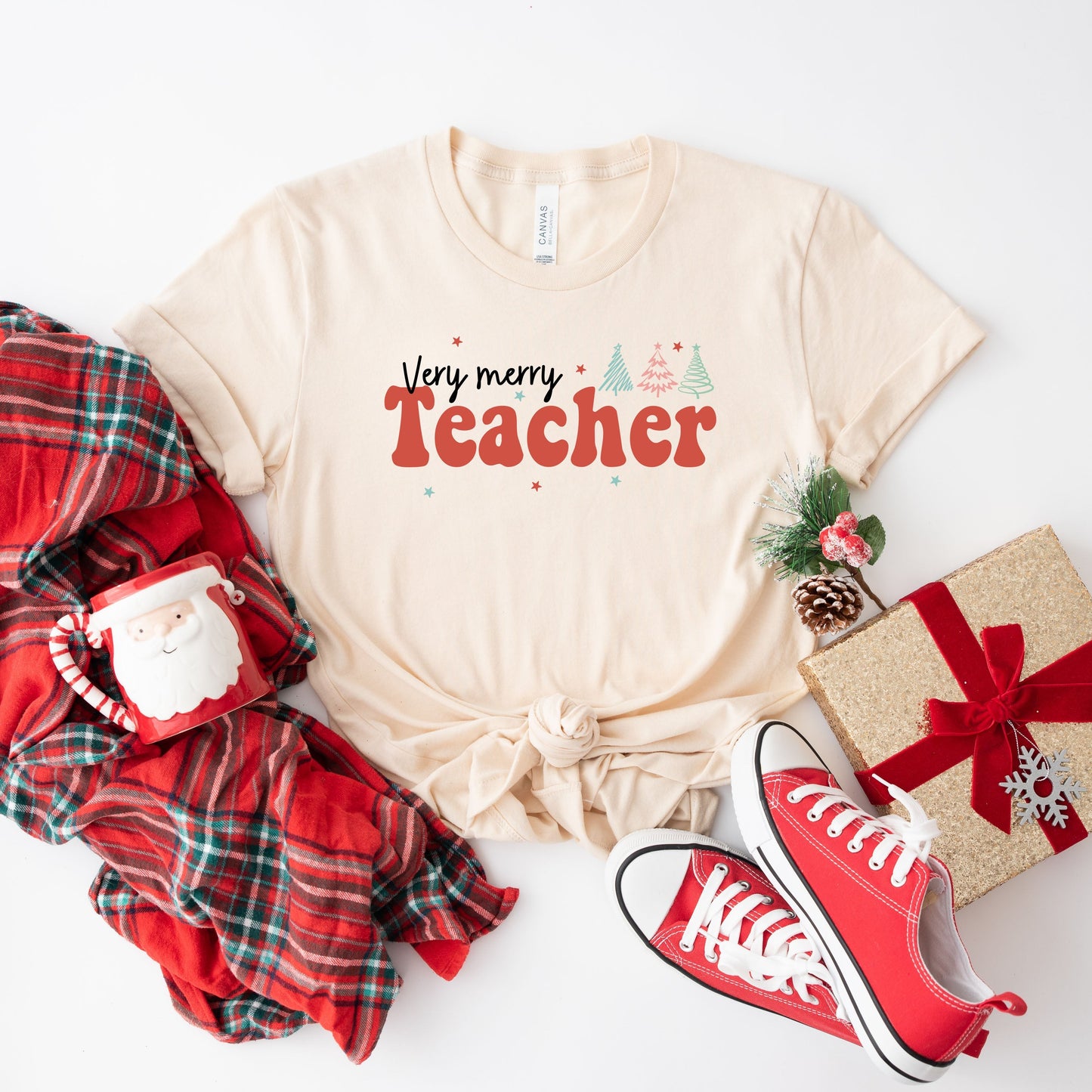 Very Merry Teacher Trees | Short Sleeve Crew Neck