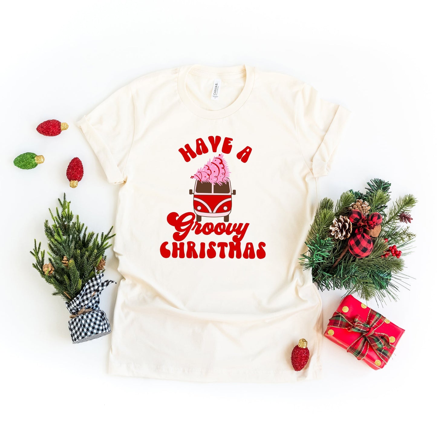 Groovy Christmas Van | Short Sleeve Crew Neck