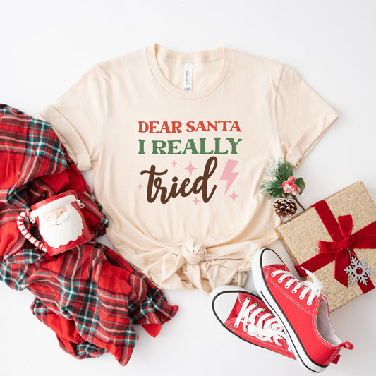 Dear Santa I Really Tried | Short Sleeve Crew Neck