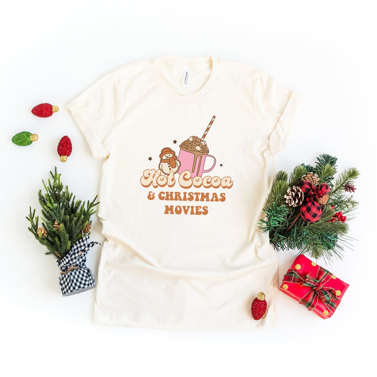 Hot Cocoa And Christmas Movies | Short Sleeve Crew Neck