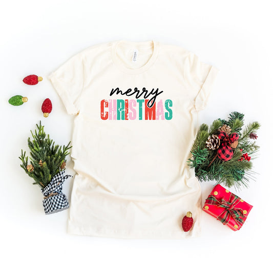 Merry Christmas Distressed | Short Sleeve Crew Neck