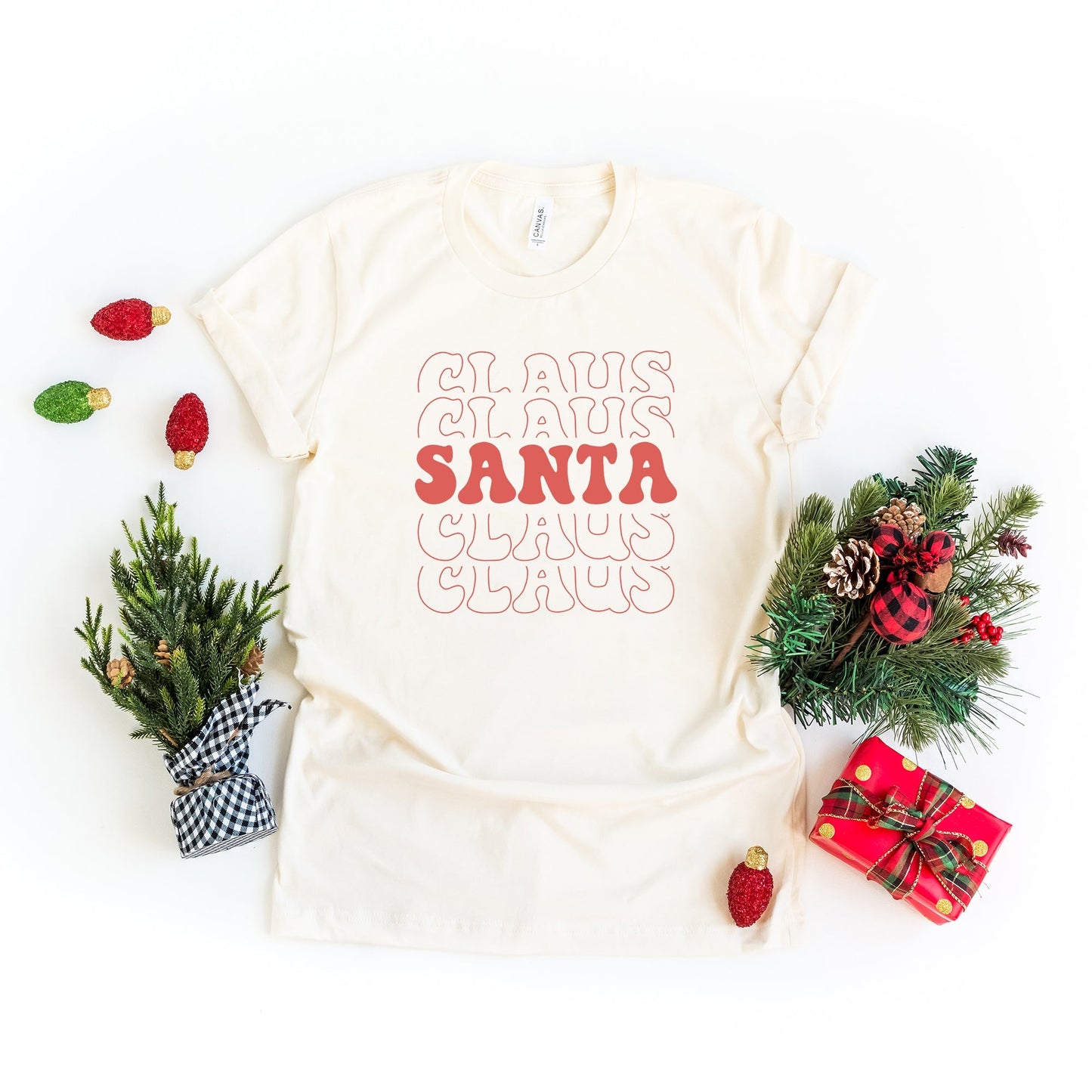 Santa Claus Stacked | Short Sleeve Crew Neck