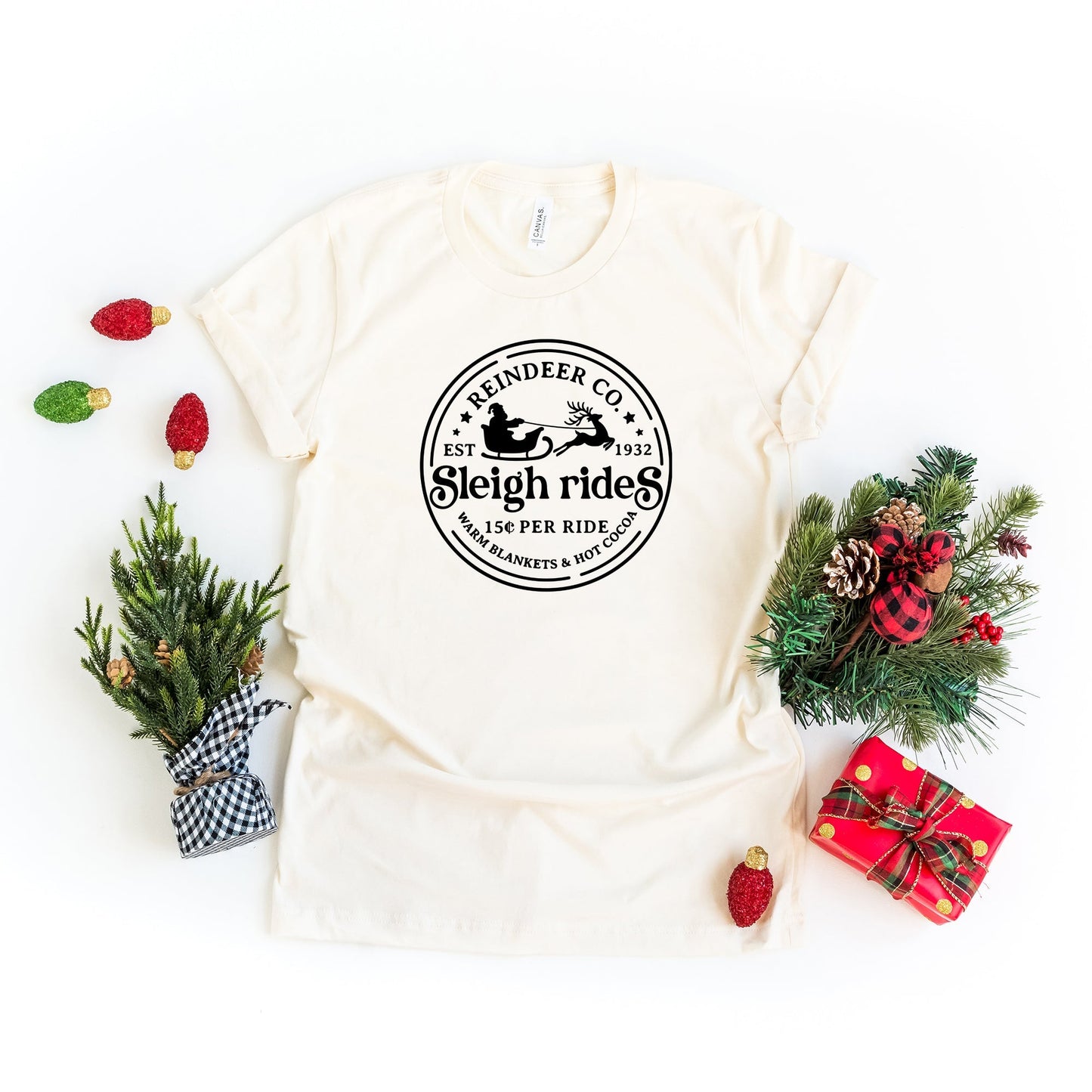 Reindeer Co. Sleigh Rides | Short Sleeve Crew Neck