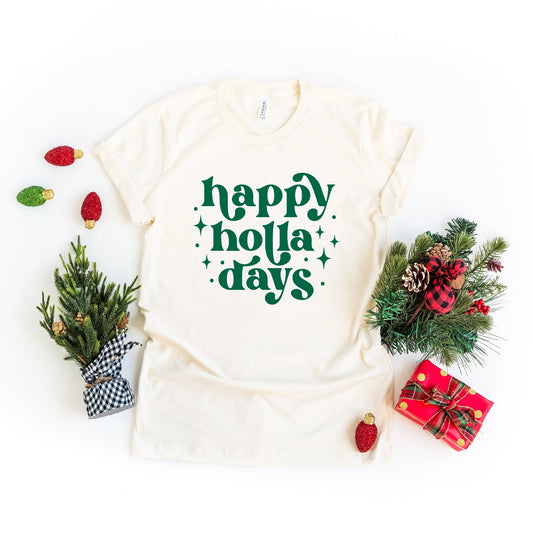 Whimsical Happy Holla Days | Short Sleeve Crew Neck