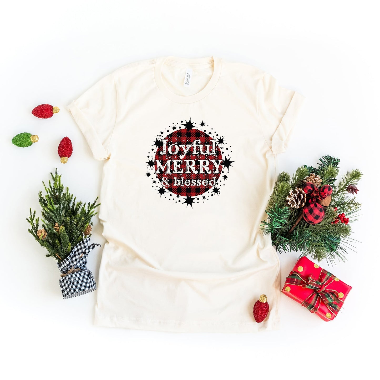 Joyful Merry And Blessed | Short Sleeve Crew Neck