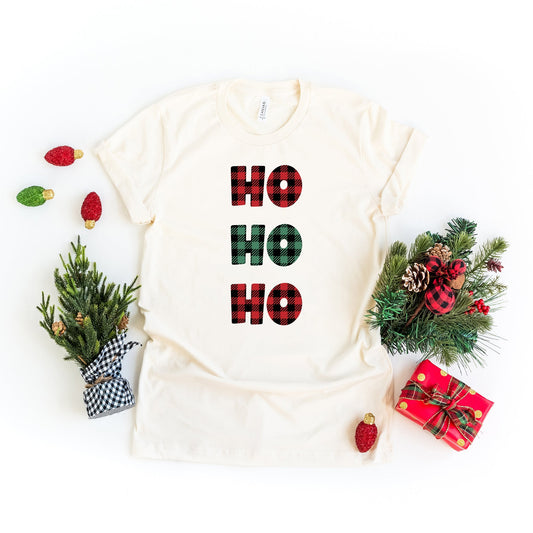Buffalo Plaid Ho Ho Ho | Short Sleeve Crew Neck