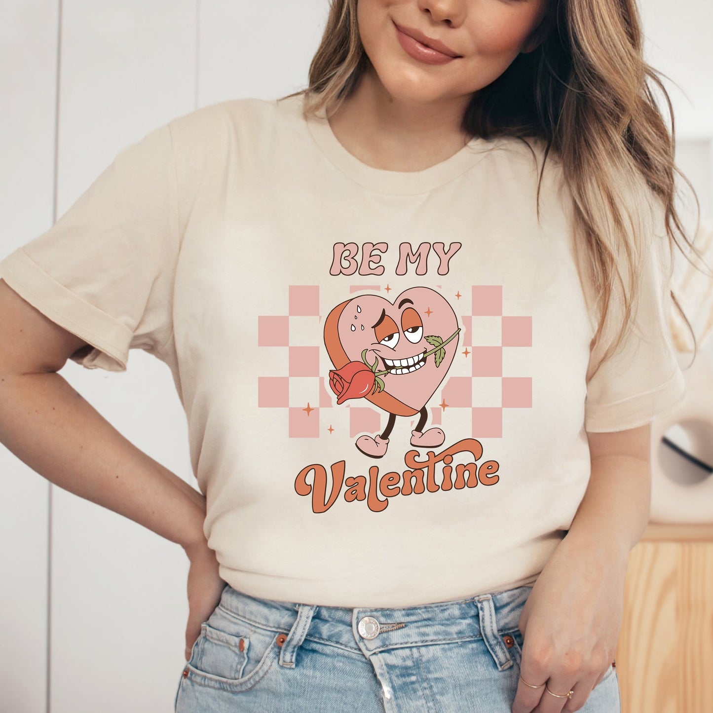 Checkered Be My Valentine | Short Sleeve Crew Neck