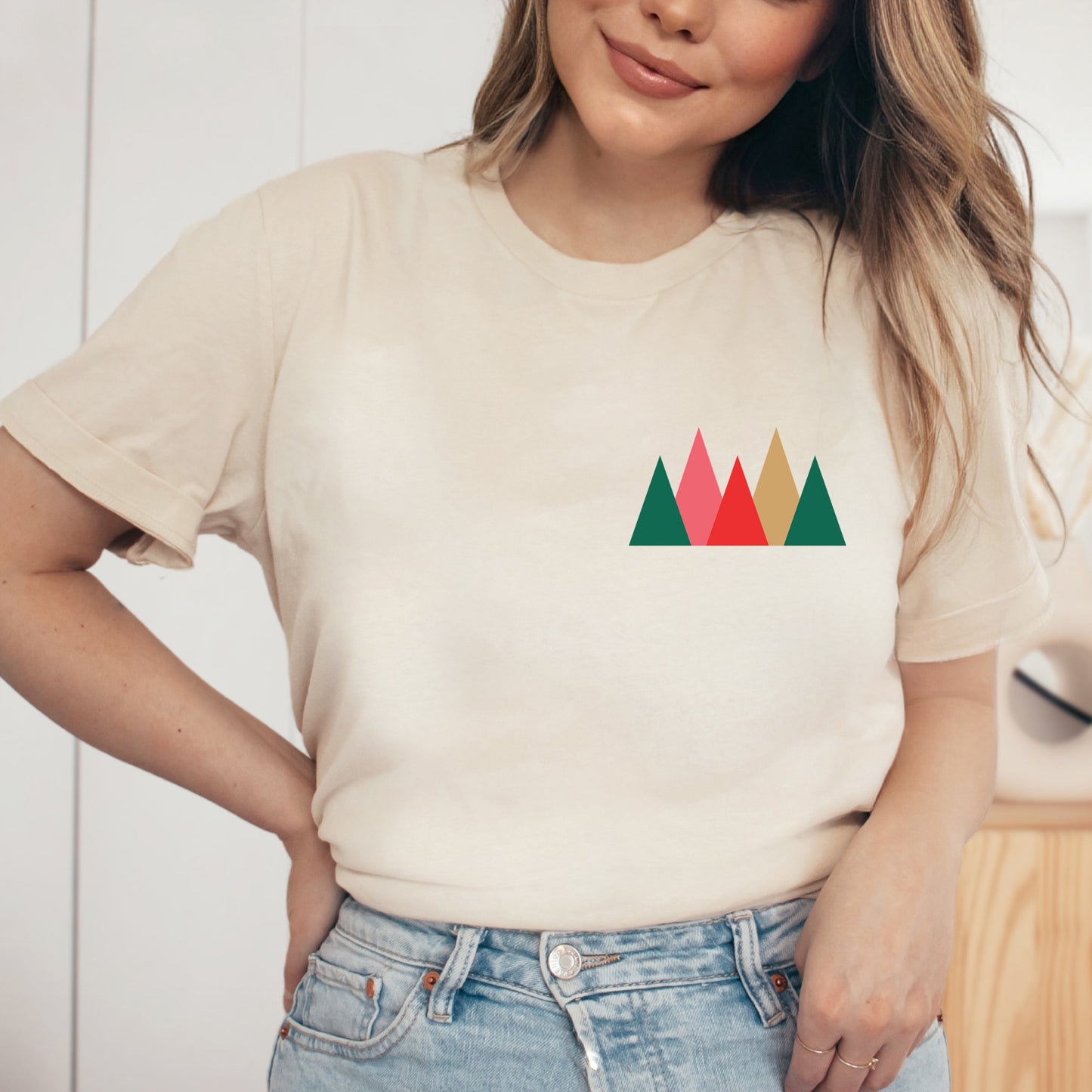 Merry And Bright Mountains | Short Sleeve Crew Neck | Front And Back Ink