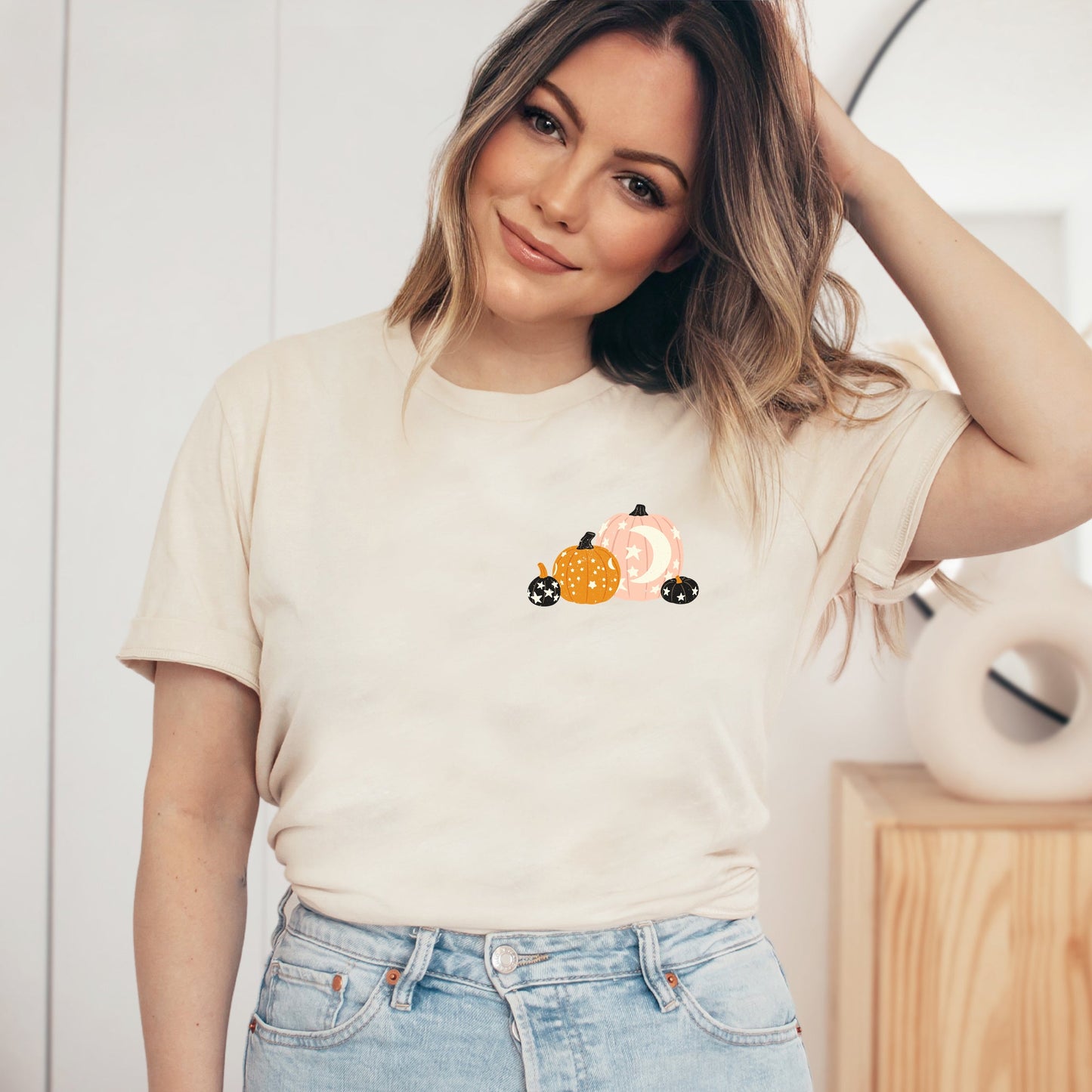 Boho It's Fall Y'all Pumpkins | Short Sleeve Crew Neck