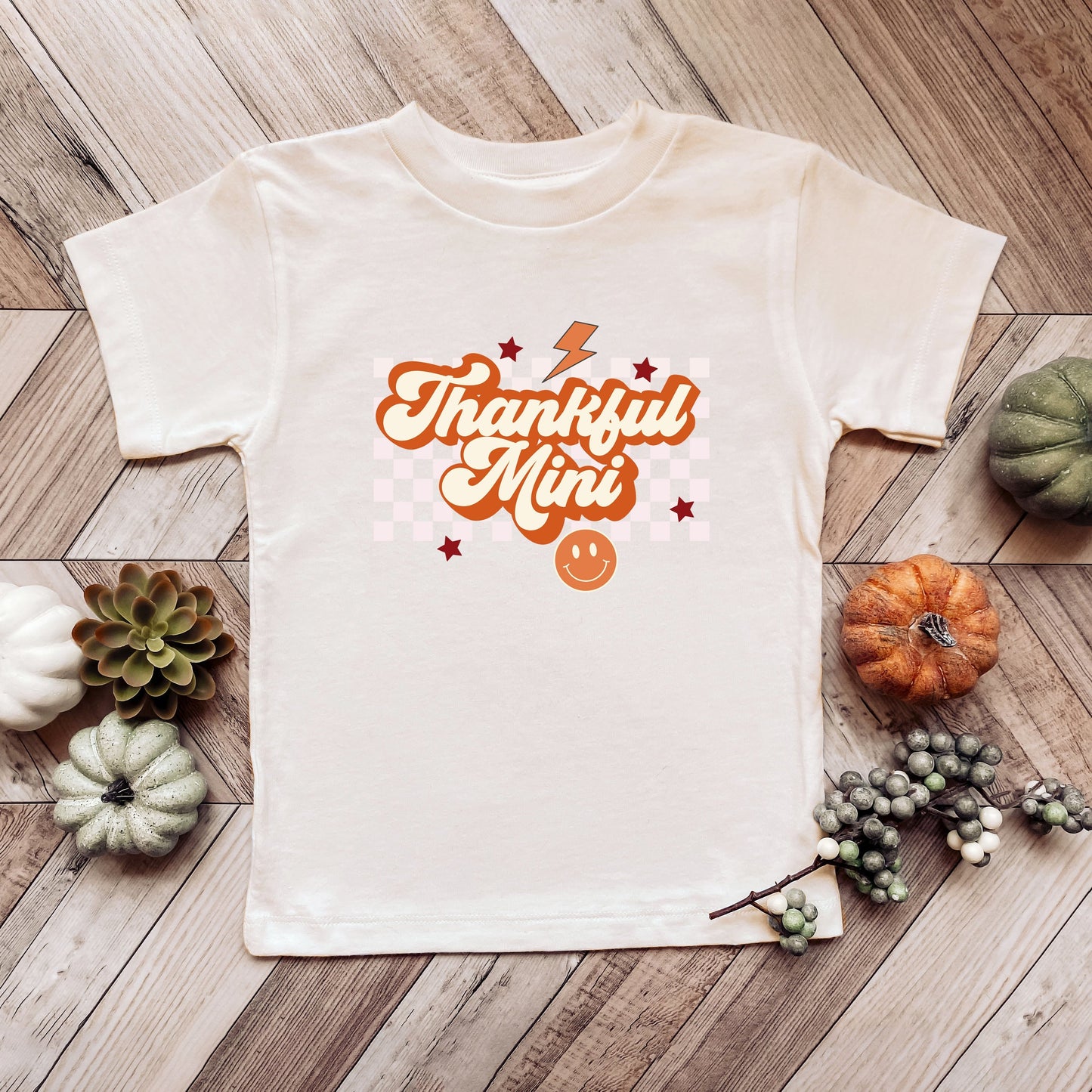 Thankful Mini Checkered | Short Sleeve Crew Neck