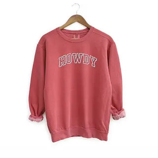 Embroidered Howdy Varsity Outline | Garment Dyed Sweatshirt