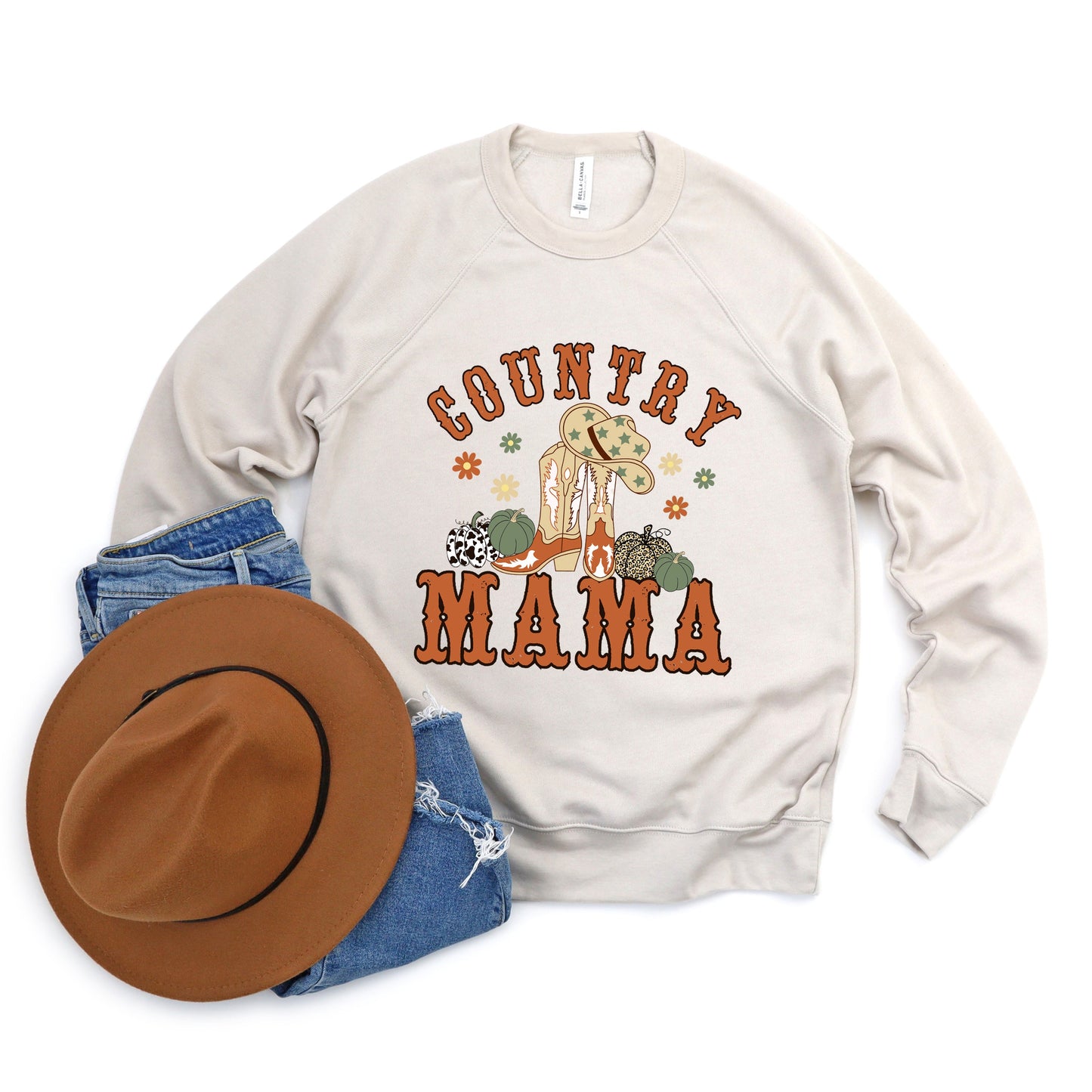 Country Mama Boots | Bella Canvas Sweatshirt