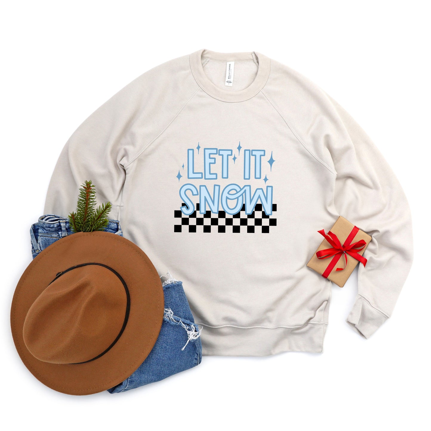 Let It Snow Checkered | Bella Canvas Sweatshirt