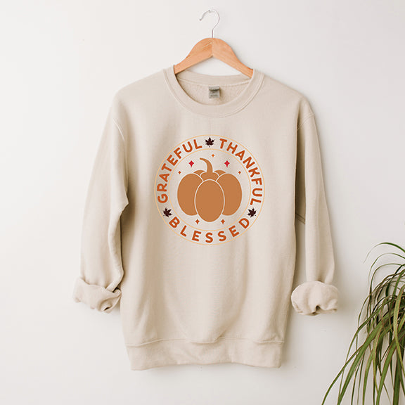 Grateful Thankful Blessed Circle | Sweatshirt