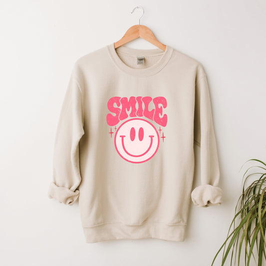 Pink Smiley Distressed | Sweatshirt