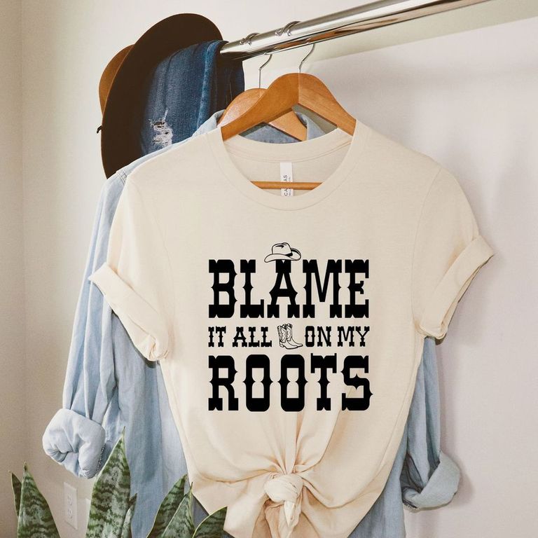 Blame It On My Roots Hat and Boots | Short Sleeve Crew Neck