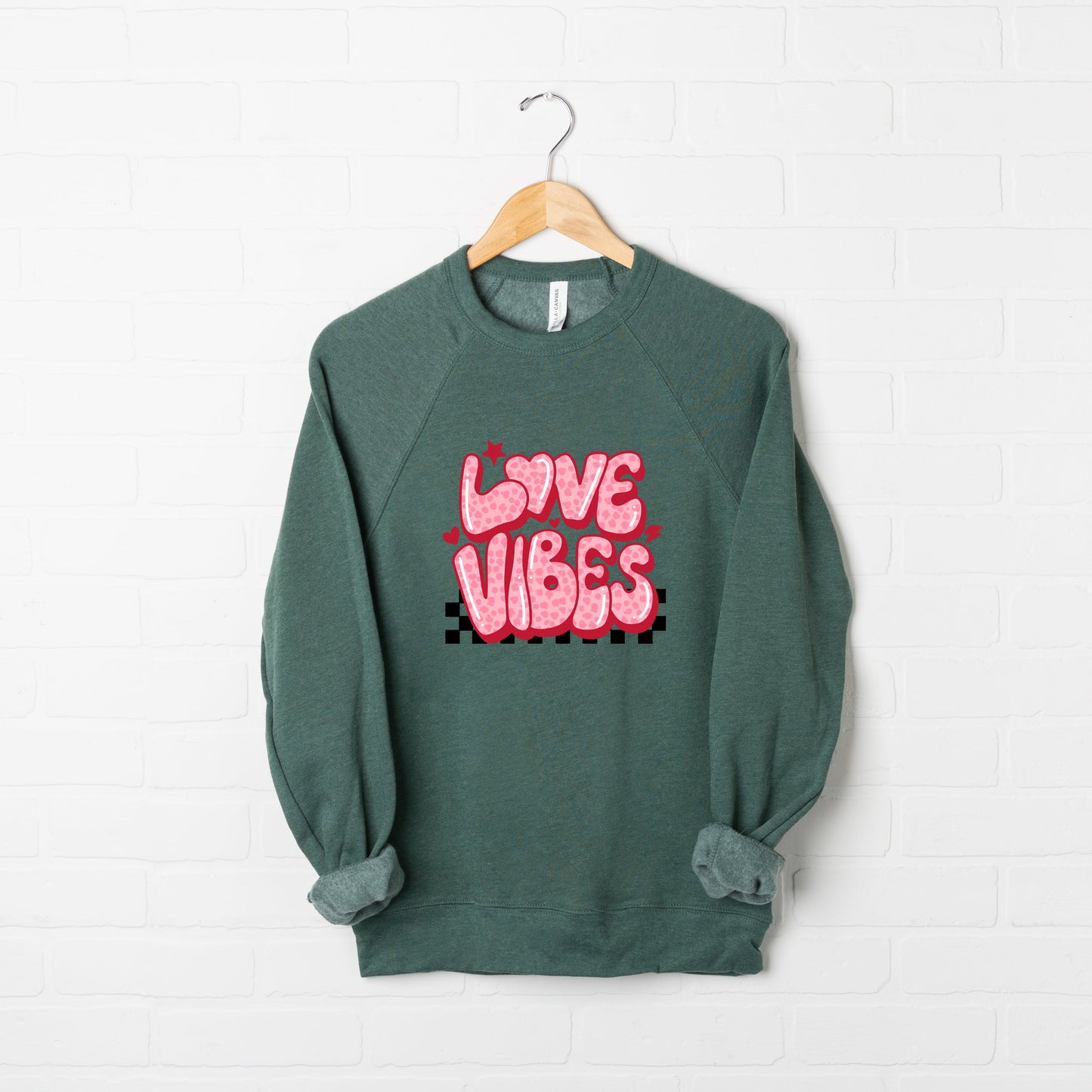 Love Vibes Stars Checkered | Bella Canvas Sweatshirt