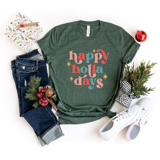 Happy Holla Days Colorful | Short Sleeve Crew Neck