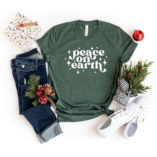 Whimsical Peace On Earth | Short Sleeve Crew Neck