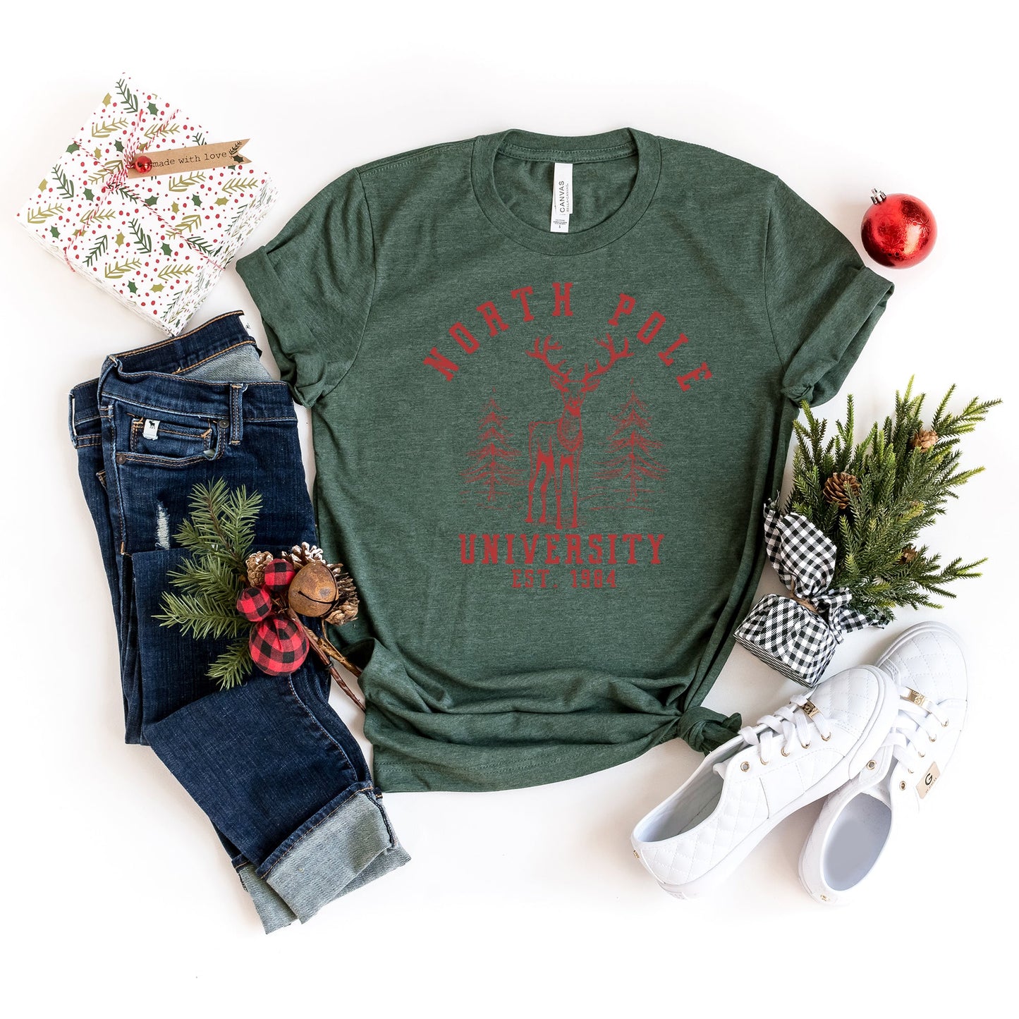 North Pole University Deer | Short Sleeve Crew Neck