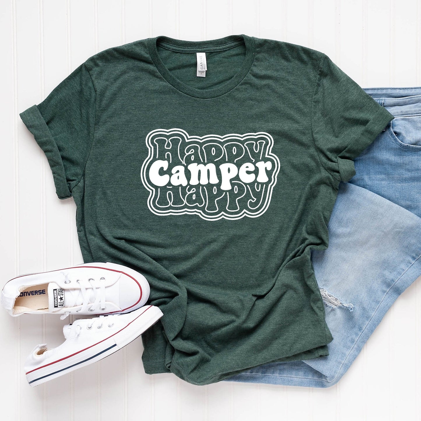 Happy Camper Stacked | Short Sleeve Crew Neck