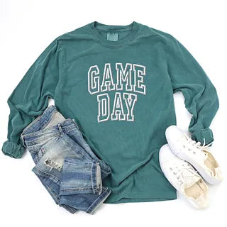 Embroidered Game Day Arch | Garment Dyed Long Sleeve