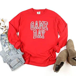 Embroidered Game Day Arch | Garment Dyed Long Sleeve