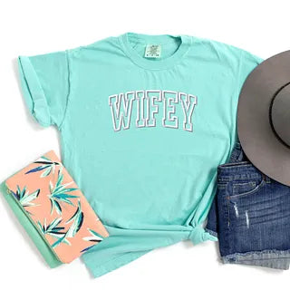Embroidered Wifey Arched | Garment Dyed Tee