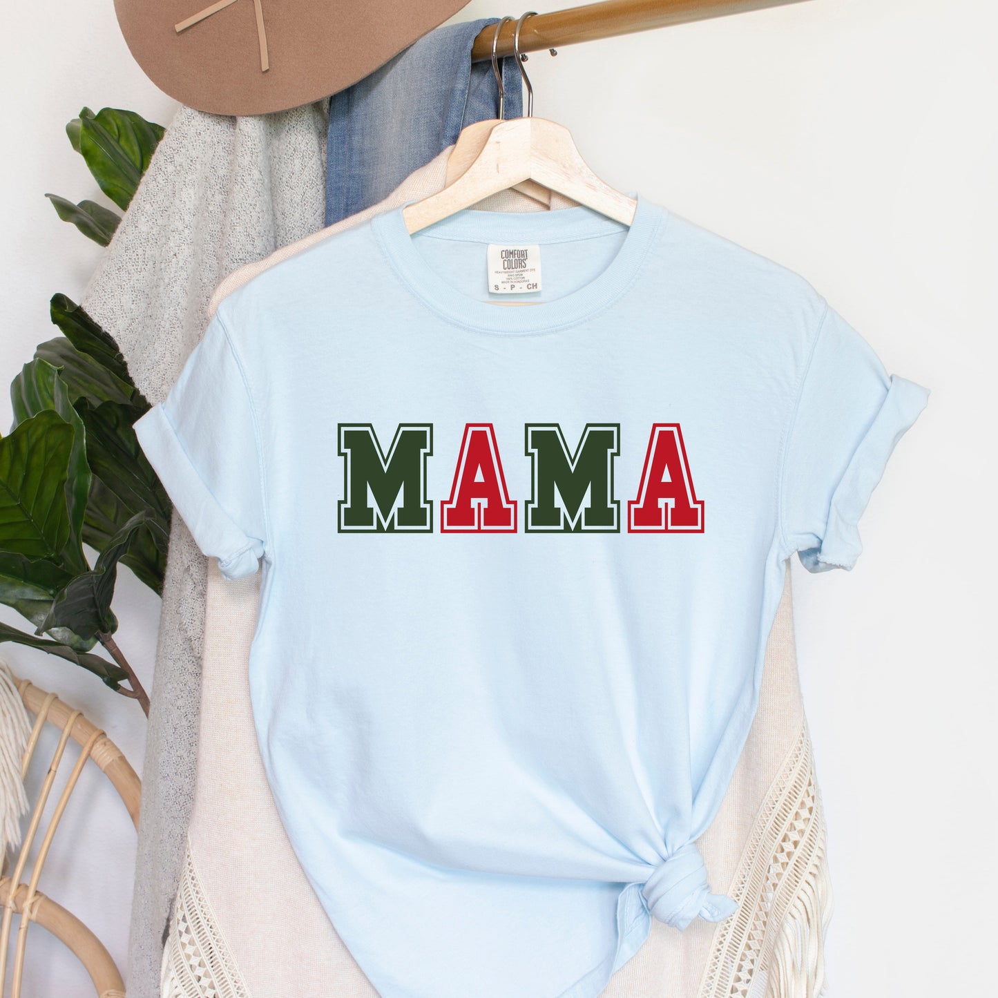 Mama Green And Red Bold  | Garment Dyed Tee
