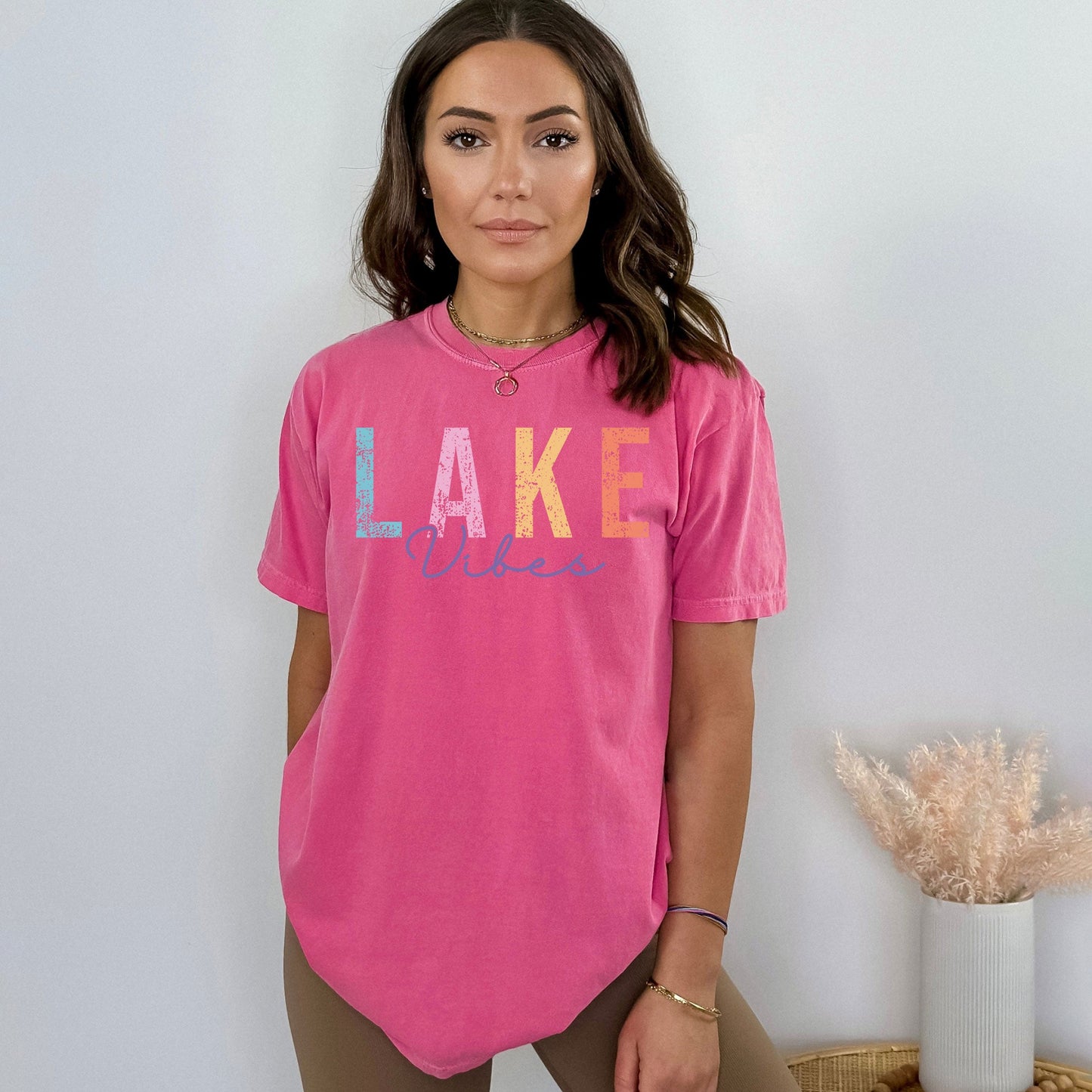 Lake Vibes Cursive | Garment Dyed Short Sleeve Tee