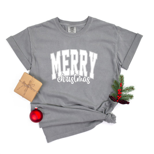 Merry Christmas Cursive Bold | Garment Dyed Tee